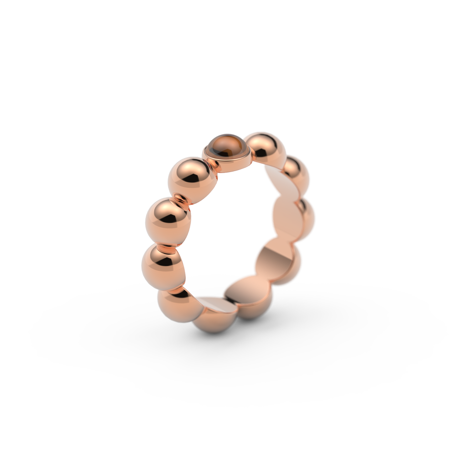 Anello Elite Elegance da 6,0 mm in oro massiccio 14kt/18kt, con citrino rosa cabochon da 1ct