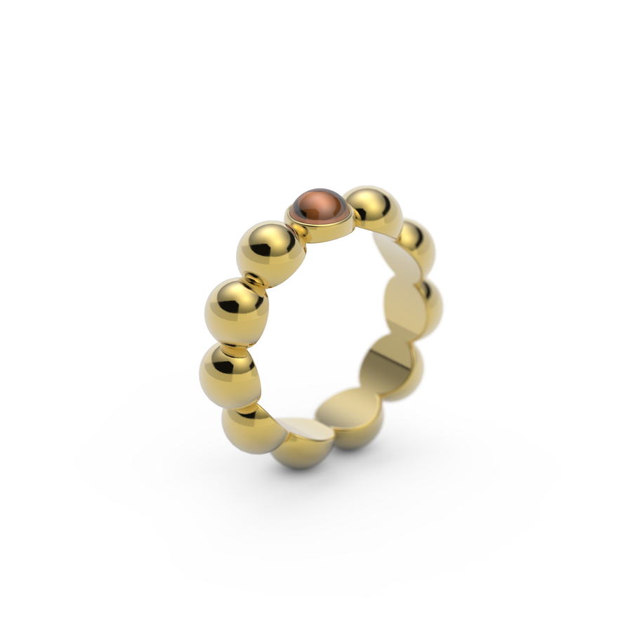 Anello Elite Elegance da 6,0 mm in oro massiccio 14kt/18kt, con citrino rosa cabochon da 1ct