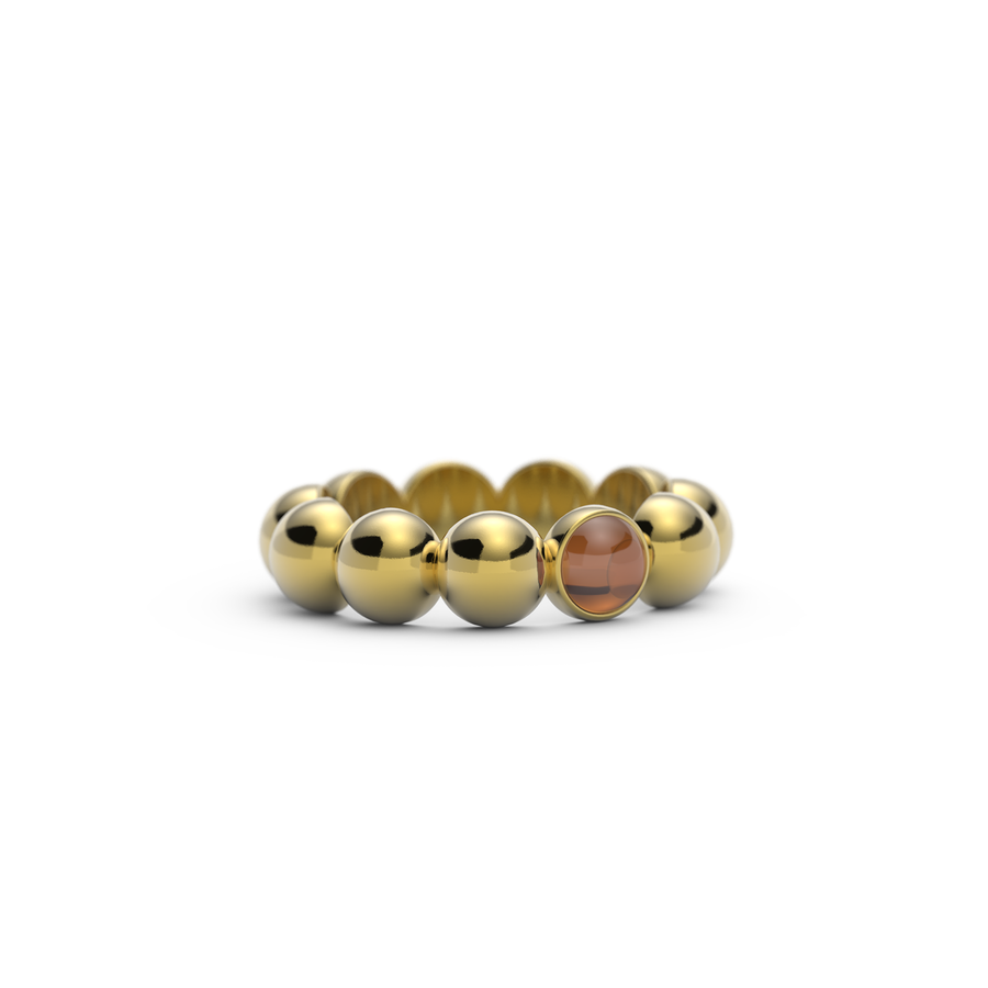 Anello Elite Elegance da 6,0 mm in oro massiccio 14kt/18kt, con citrino rosa cabochon da 1ct